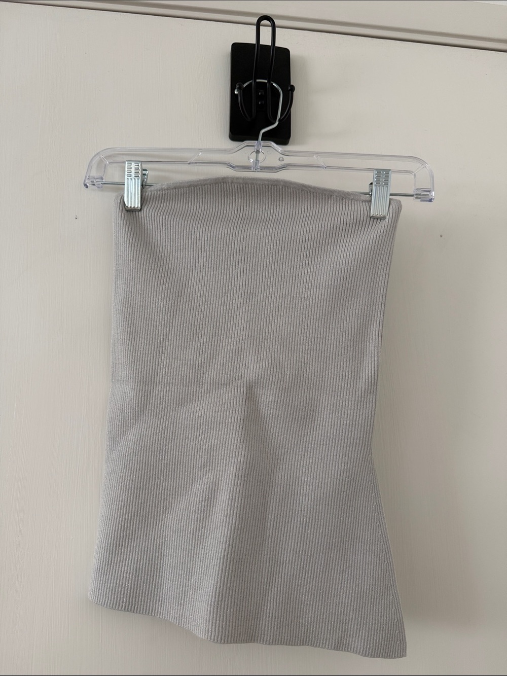 Aritzia Ribbed Tube Top with Side Slit - Shimmer Light Gray